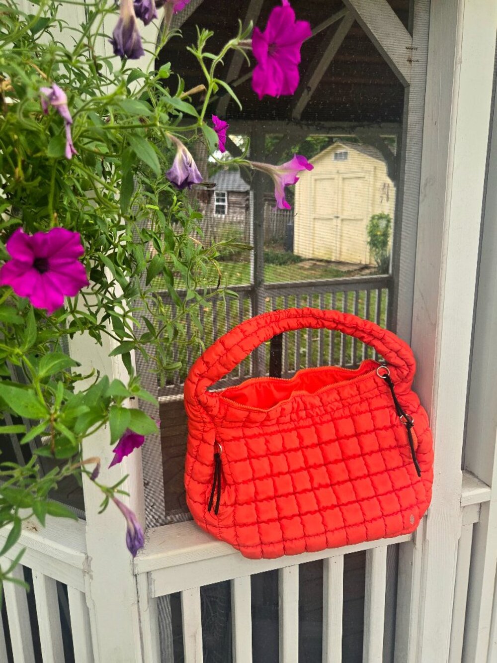 Free people quilted carryall in salsa red